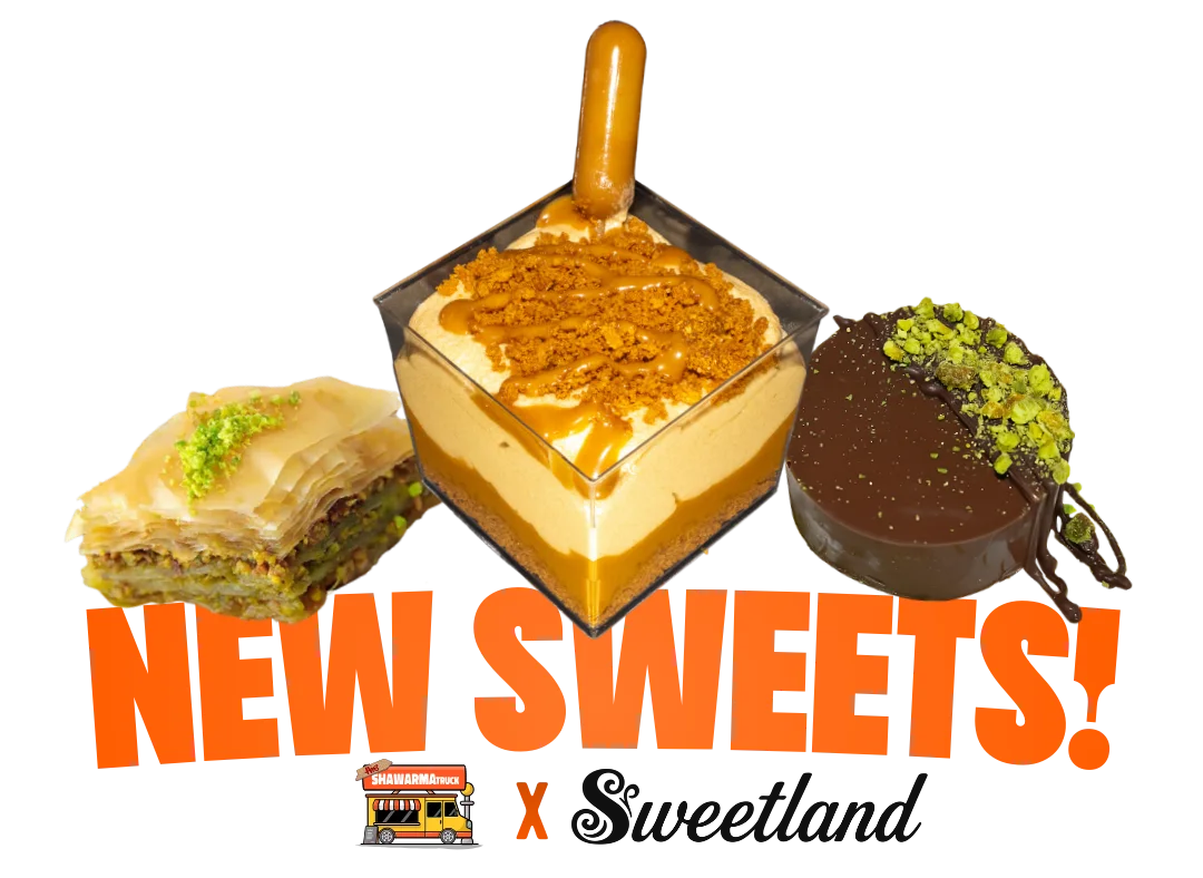 Sweetland Middle Eastern desserts including baklava and Dubai chocolate at The Shawarma Truck Portland