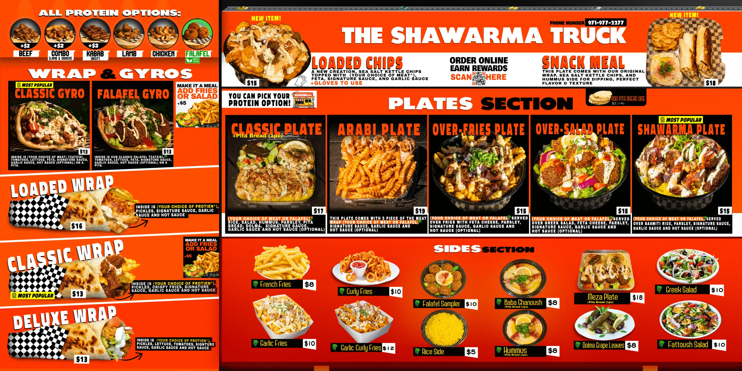 The Shawarma Truck 2026 halal menu at Cartside Food Carts N Williams Ave Portland
